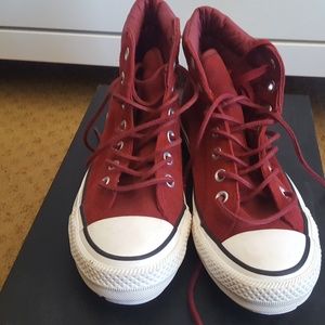 Red Suede High Top Sneakers Converse SZ 7 W/ SZ5 M